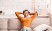 woman kicking back relaxing because she knows how to accept yourself