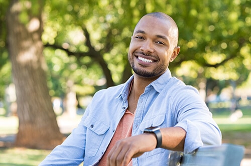 a man happy to find the best rehab center