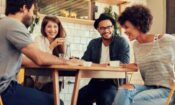 a group of friends meeting at a coffee during national recovery month