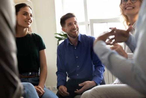 a group therapy session at a residential treatment centers in Texas