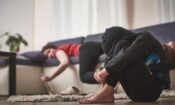 a girl passed out on a couch and a teen facing the risk factors for addiction