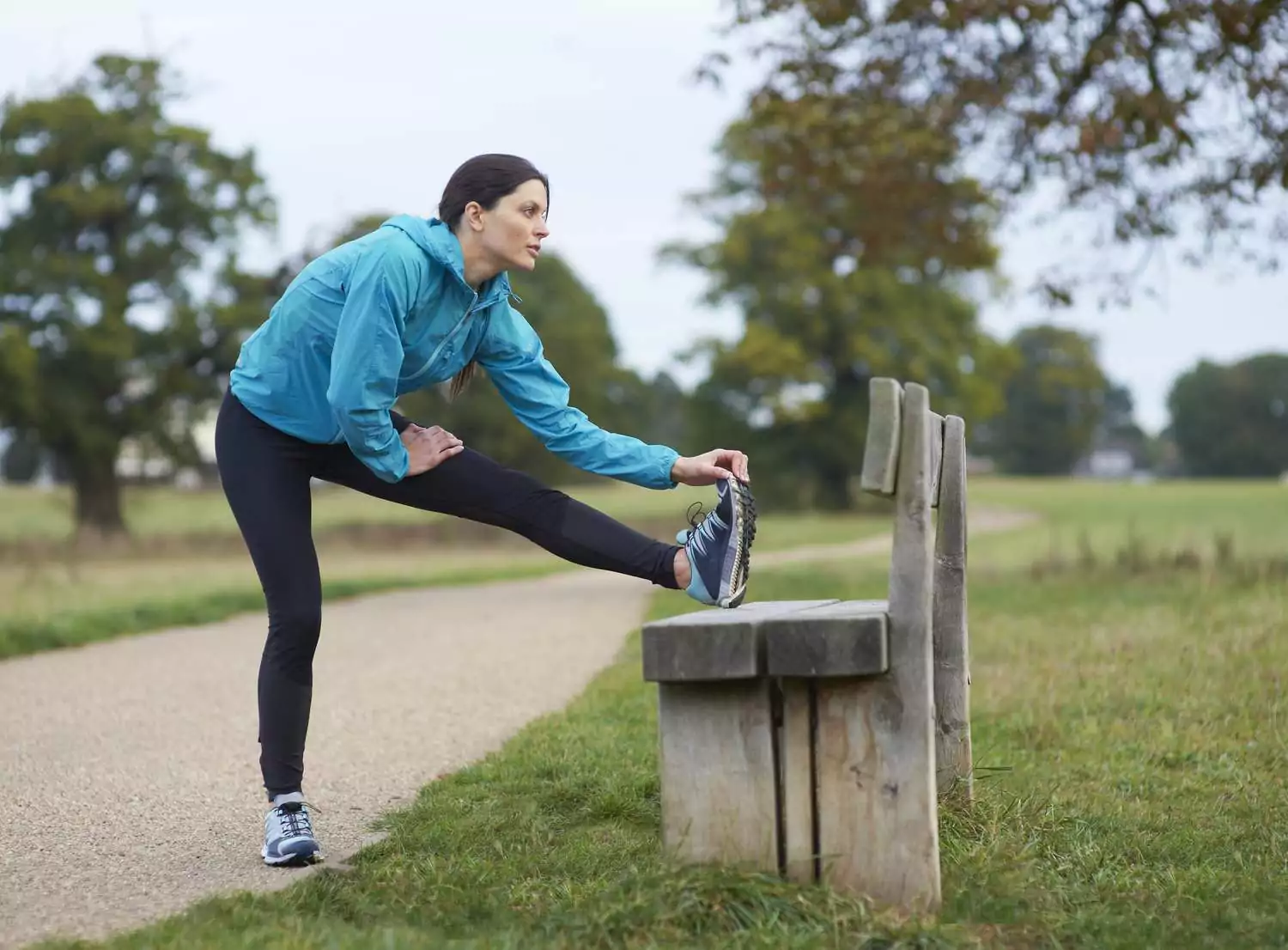 woman stretching before going on a run