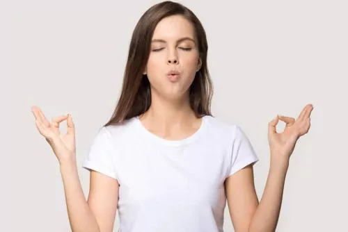 Woman practicing breathing techniques