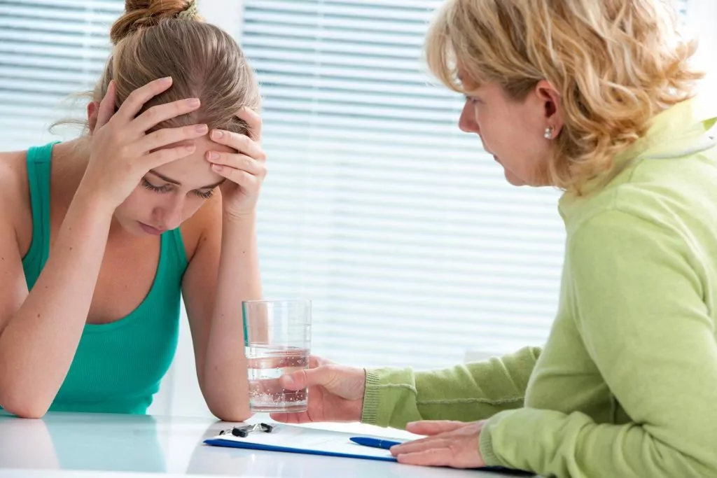client and therapist during intake for outpatient rehab in Houston