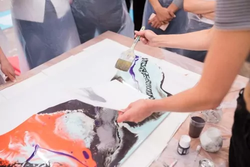 Patience in group during art therapy painting