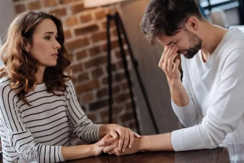 Man and wife, struggling with mental illness and substance abuse