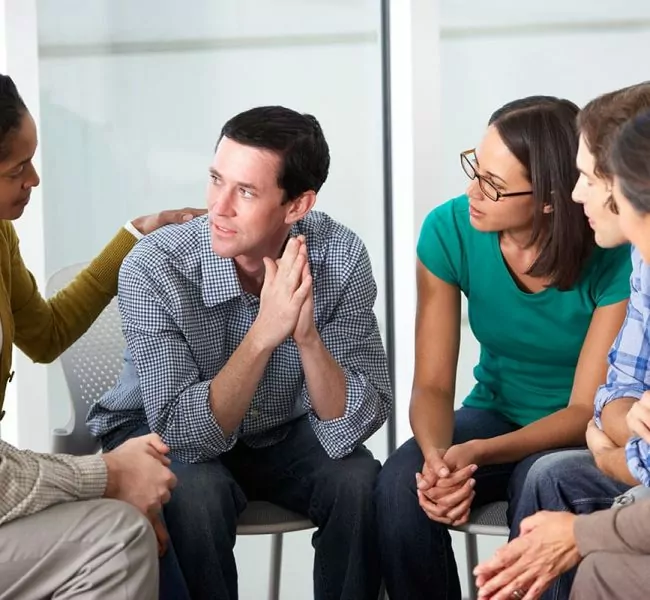 patient in group during dialectical behavior therapy