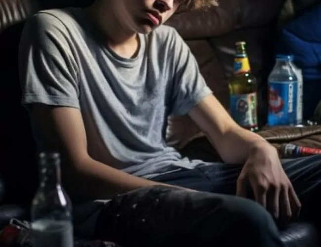 young male adult struggling with heroin addiction